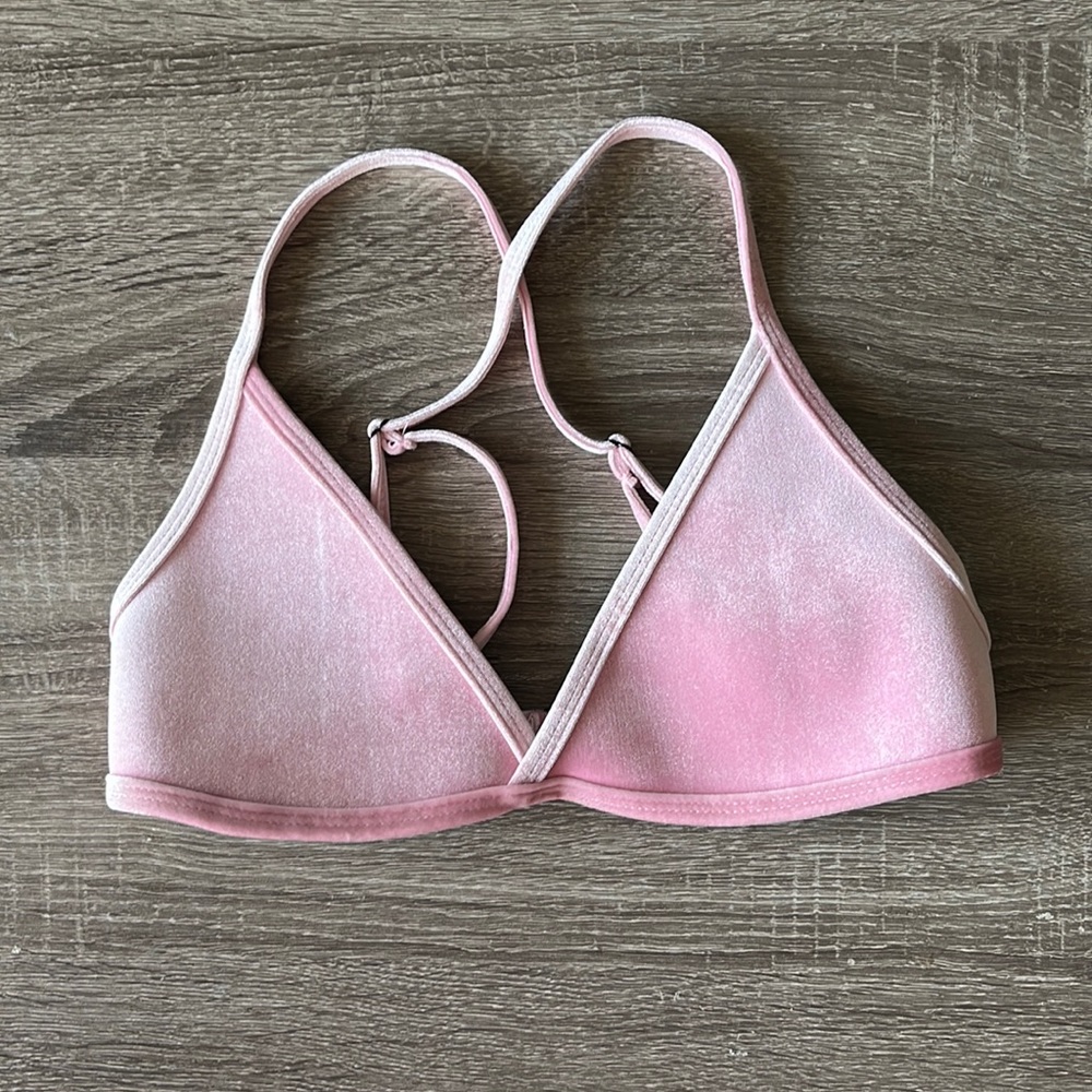 Hoaka pink velvet bikini top NWOT